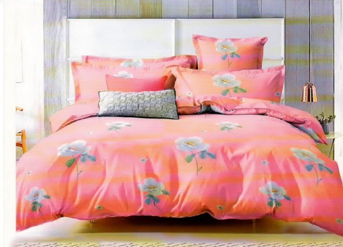 Lenjerie de pat pentru o persoana cu husa elastic pat si fata perna dreptunghiulara, Calm, bumbac mercerizat, multicolor