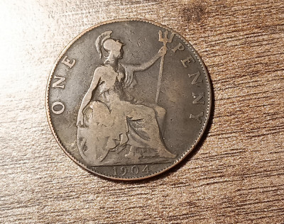 M3 C50 - Moneda foarte veche - Anglia - one penny - 1904 foto