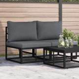 vidaXL Mobilier pentru Exterior cu pernă cu pernă 2 pcs Negru Aluminiu