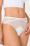 GS1164-221 Chilot tanga cu talie inalta din plasa si dantela, M, M/L, S/M, Cottonhill