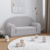 VidaXL Canapea extensibilă de copii 2 locuri, gri deschis, pluș moale