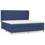 Cumpara ieftin Pat box spring cu saltea, albastru, 200x200 cm, textil