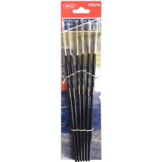 Set 6 pensule cu par sintetic, varf lung, maner ergonomic
