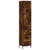 Dulap inalt, stejar fumuriu, 34,5x34x180 cm, lemn prelucrat