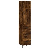 Dulap inalt, stejar fumuriu, 34,5x34x180 cm, lemn prelucrat