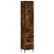 Dulap inalt, stejar fumuriu, 34,5x34x180 cm, lemn prelucrat