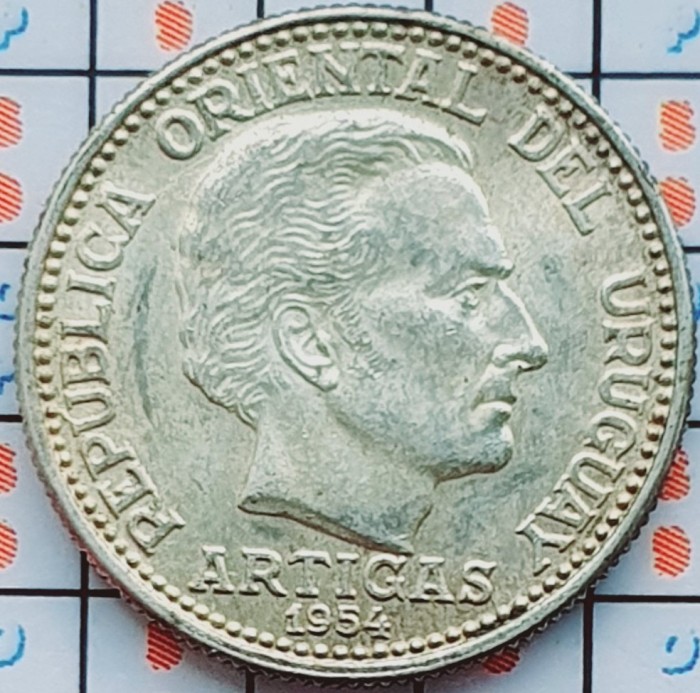 Uruguay 20 centesimos 1954 argint - km 36 - A034