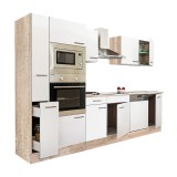 Leziter Bucătărie modulară Yorki 310 Stejar Sonoma Alb Lucios 300cm - Prelucrează cuptor &icirc;ncorporat