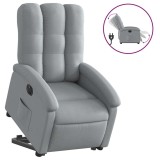 Cumpara ieftin Fotoliu electric rabatabil cu ridicare, gri deschis, textil