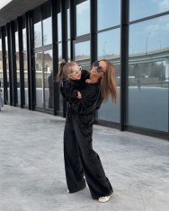 Set Trening Mama-Fiica din catifea neagra foto