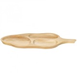 Platou servire lemn fag forma frunza 49&times;24cm Zilan EXT 7261