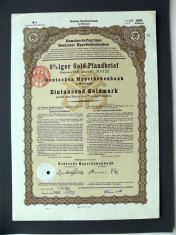 Titlu De Stat Obligatiune Germania 1926-1000-Goldmark foto