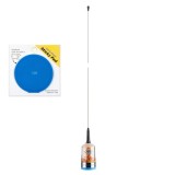 Pachet Antena CB PNI TRUCKER 9000 PL cu LED, lungime 140 cm, 26-28MHz, 1000W cu sticky Pad Blue inclus