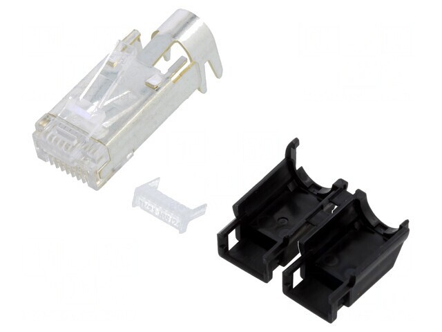 Mufă RJ45 Cat5e Ecranată cu Manșon 6.6mm Neagră
