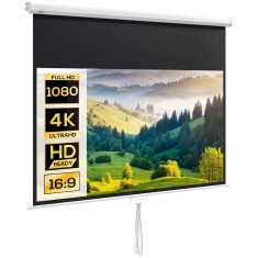 HOMCOM Ecran de proiecție TV și Home Cinema 80 de inch 16:9 4K HD, fixare pe perete sau tavan, 187 x 8 x 150 cm | Aosom Romania