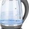 Cana electrica fierbator din sticla ECG RK 2020 gri, 2 L, 2200 W, lumina albastra de fundal