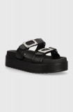 Steve Madden slapi de piele Monumental femei, culoarea negru, cu platforma, SM11003102