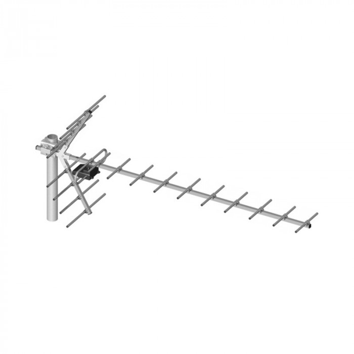 Antena directionala tip Yagi 19 DVB-T + analogice 21 - 60 474-862MHz 16dB polarizare orizontala verticala