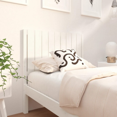 vidaXL Tăblie de pat, alb, 95,5x4x100 cm, lemn masiv de pin foto