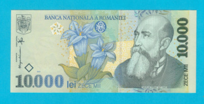 Romania 10.000 Lei 1999 &amp;#039;Varianta din hartie&amp;#039; UNC serie: 006A0061762 foto