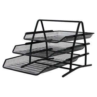 Set 3 tăvițe metalice suprapozabile Mesh Q-CONNECT negru foto