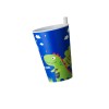 Pahar Copii cu Pai Dinozaur Albastru 400ml - Gradinita, Baieti. Sticla Apa Plastic Reutilizabila