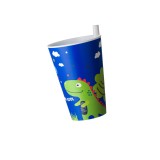 Pahar cu pai pentru copii, Dinozaur, Albastru, gradinita, Baieti, 400ml, ATU-084369