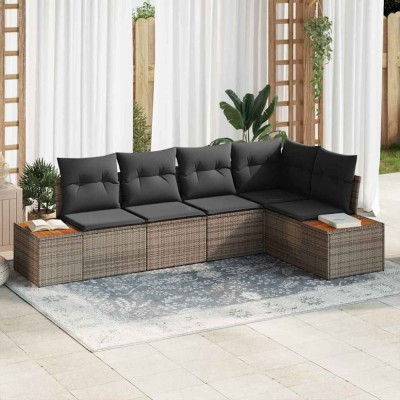 vidaXL Set de canapele pentru grădină 5 pcs Gri 264 x 154 x 85 cm 3356754 foto