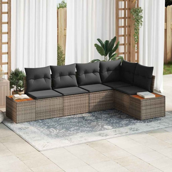 vidaXL Set de canapele pentru grădină 5 pcs Gri 264 x 154 x 85 cm 3356754