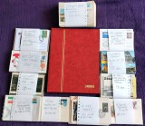 Lot filatelic - Clasor 160 timbre + 500 vignete si 400 plicuri &amp; carti postale (FDC, ilustrate, QSL)