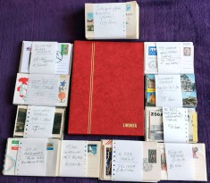 Lot filatelic - Clasor 160 timbre + 500 vignete si 400 plicuri &amp; carti postale (FDC, ilustrate, QSL)