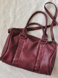 Geanta Dama Vintage Tom Tailor Bordo, Piele Eco, Umar/Mana, Cilindrica 35cm