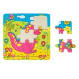 Puzzle lemn, Baby Dino, 9 piese