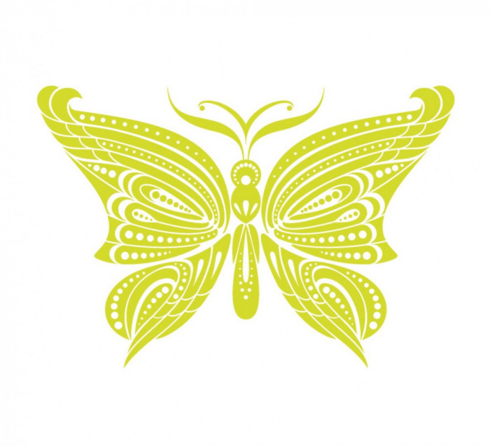 Sticker decorativ Fluture, Galben, 60 cm, 1151ST-8