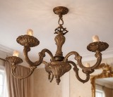 Boem candelabru din bronz masiv cu 5 brațe in stilul francez Louis,piesa cu o lucrătură de o foarte mare finețe