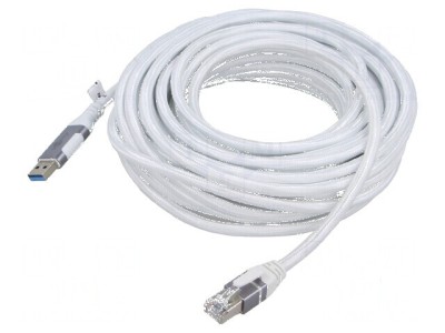 Cablu USB 3.0 RJ45 10m alb F/UTP foto