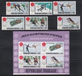 Togo 1971 - Jocurile Olimpice de iarnă - Sapporo, Seire + PA + Colita, MNH, Nestampilat