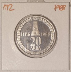 Bulgaria 20 Leva 1988, KM#172 , 110th Anniversary of Liberation, argint