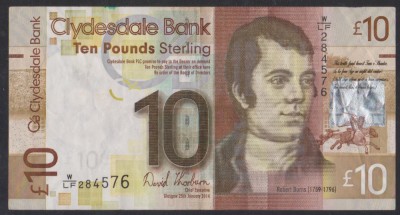 B11 - Bancnota foarte veche - Marea Britanie - Clydesdale - 10 lire sterline foto