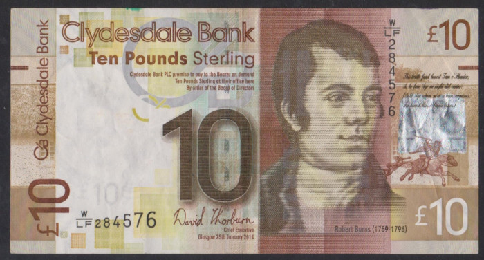 M1 - Bancnota foarte veche - Marea Britanie - Clydesdale - 10 lire sterline