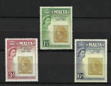 MALTA 1960 ANIVERSARE CENTENAR TIMBRU IN MALTA , SERIE COMPLETA NESTAMPILATA