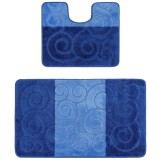 Set 2 Covorase Baie Model Sile 2582, Marimi 50 x 80 40 x 50 cm, Albastru, Antialergic, Polipropilena
