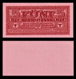 GERMANIA █ bancnota █ 5 Reichspfennig █ 1942 █ P-M33 Ro. 502 █ WEHRMACHT █ UNC