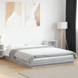 VidaXL Cadru de pat, gri sonoma, 135x190 cm, lemn prelucrat