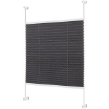 Cumpara ieftin Jaluzea pliabila din tesatura de poliester Whimlets, Zi/Noapte, L 110 cm x H 130 cm, gri antracit, montare cu clema, fara gaurire, pentru ferestre si