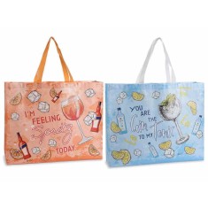 Set 2 sacose cumparaturi material netesut Gin, Spritz cm 48x12x60H , 23 L