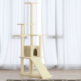 VidaXL Ansamblu pisici, st&acirc;lpi din funie sisal, crem, 155 cm