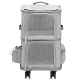 Carucior tip troller pentru transport animale, dublu cu 2 compartimente separate, maxim 22 kg, 55x34x26 cm, gri Household NewTrend