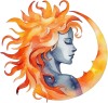 Sticker decorativ, Woman, Turcoaz, 63 cm, 1328STK-5