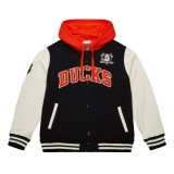 Anaheim Ducks hanorac de bărbați cu glugă Courtside Fleece Button Front Current Logo - 2XL